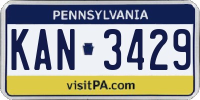PA license plate KAN3429
