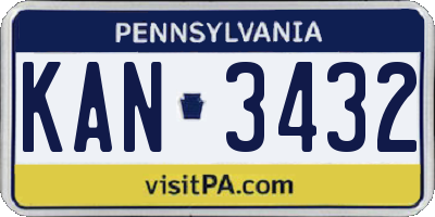 PA license plate KAN3432