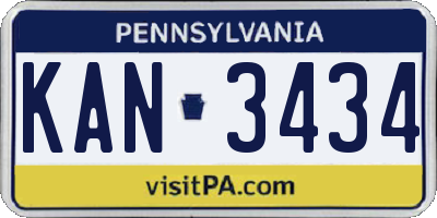 PA license plate KAN3434