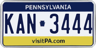 PA license plate KAN3444