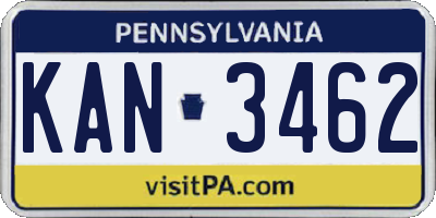 PA license plate KAN3462