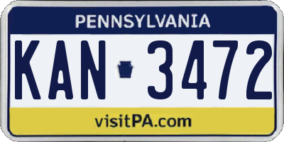 PA license plate KAN3472