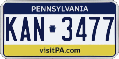 PA license plate KAN3477
