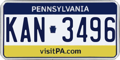 PA license plate KAN3496