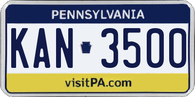 PA license plate KAN3500