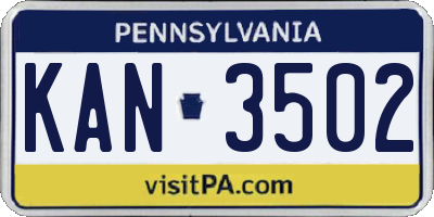 PA license plate KAN3502