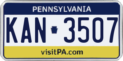 PA license plate KAN3507