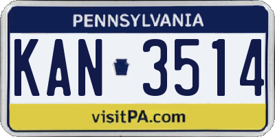 PA license plate KAN3514