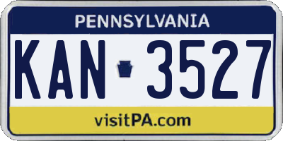 PA license plate KAN3527