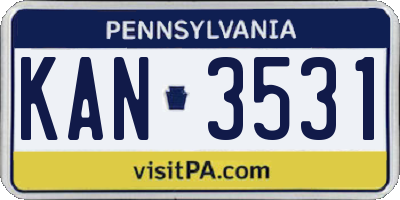 PA license plate KAN3531