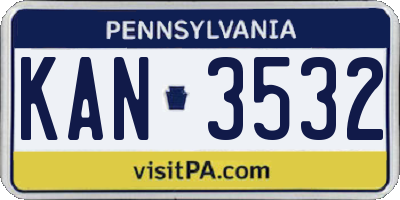 PA license plate KAN3532