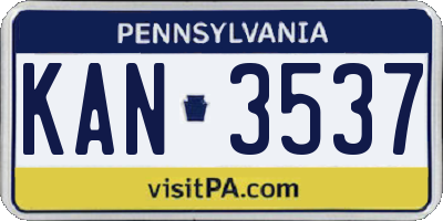 PA license plate KAN3537