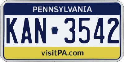 PA license plate KAN3542
