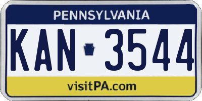 PA license plate KAN3544