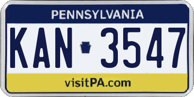 PA license plate KAN3547