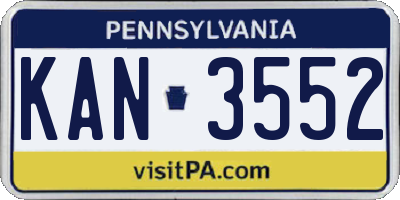 PA license plate KAN3552