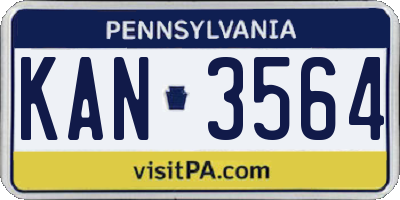 PA license plate KAN3564