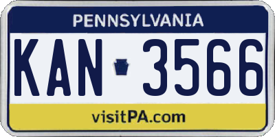 PA license plate KAN3566