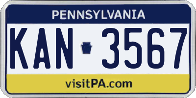PA license plate KAN3567