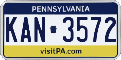 PA license plate KAN3572
