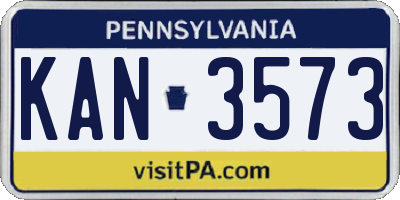 PA license plate KAN3573