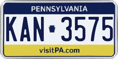 PA license plate KAN3575