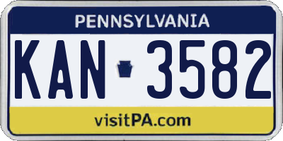 PA license plate KAN3582