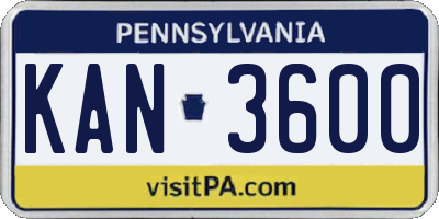 PA license plate KAN3600