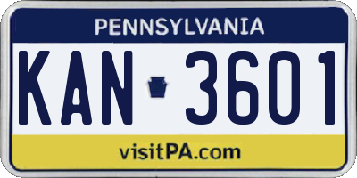 PA license plate KAN3601