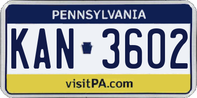 PA license plate KAN3602