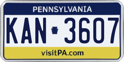 PA license plate KAN3607