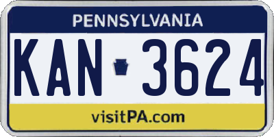 PA license plate KAN3624