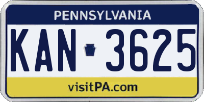 PA license plate KAN3625