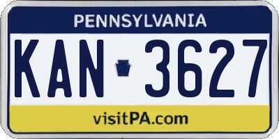 PA license plate KAN3627