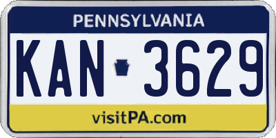 PA license plate KAN3629