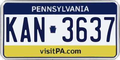 PA license plate KAN3637