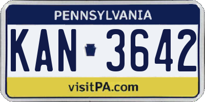 PA license plate KAN3642