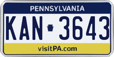 PA license plate KAN3643