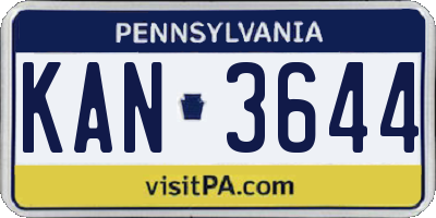 PA license plate KAN3644