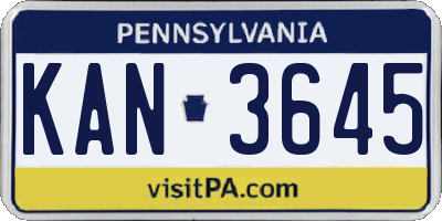PA license plate KAN3645
