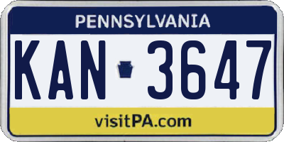 PA license plate KAN3647
