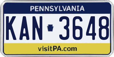 PA license plate KAN3648