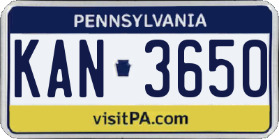 PA license plate KAN3650