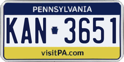 PA license plate KAN3651