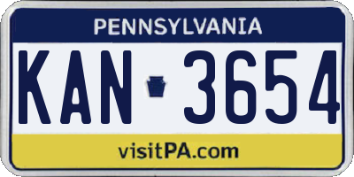PA license plate KAN3654