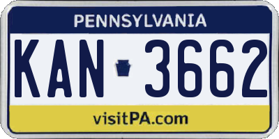 PA license plate KAN3662
