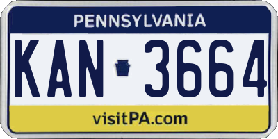 PA license plate KAN3664
