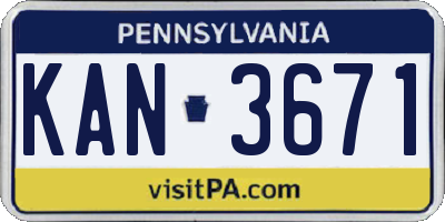 PA license plate KAN3671