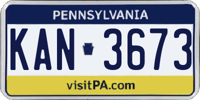PA license plate KAN3673