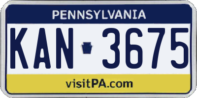 PA license plate KAN3675
